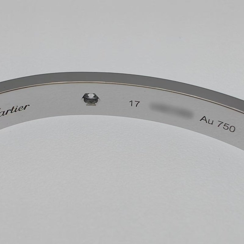 Cartier 卡地亞 love 18K白金 寬版4鑽石手環 Size 17 Bracelet-8