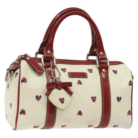 GUCCI GG Supreme 手提包 PVC 白色 紅金色 193604 正品 126513