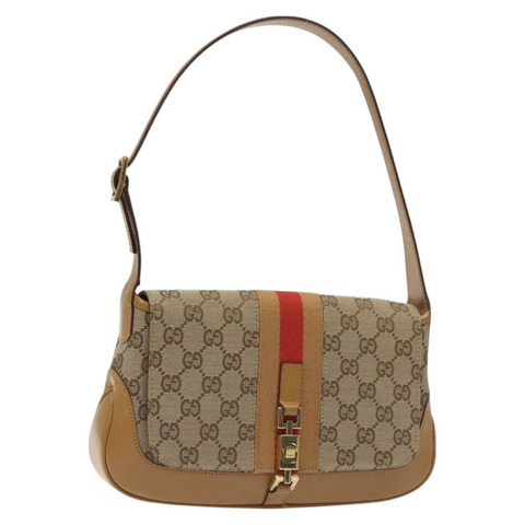 GUCCI Jackie Sherry Line GG 帆布單肩包 米紅色 001 3824 正品 129258
