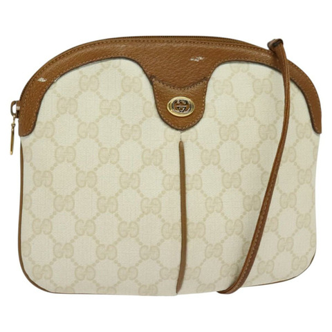 GUCCI GG Supreme 單肩包 PVC 白金 904 02 047 正品 BA3348