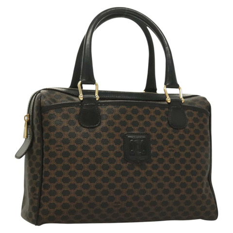 CELINE Macadam 帆布波士頓包 PVC 皮革 黑金色 正品 am8780V