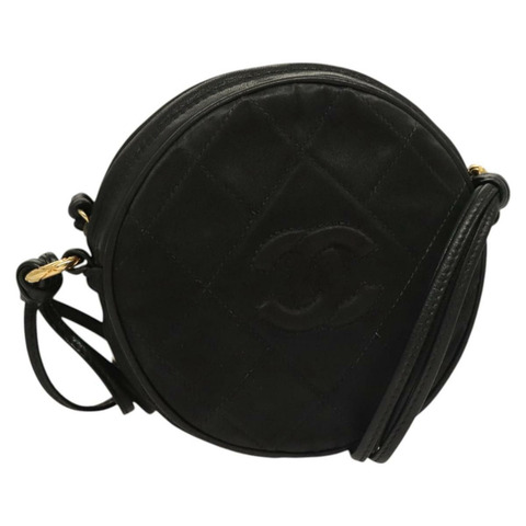 香奈兒 (CHANEL) 絎縫 COCO 馬克單肩包 緞面黑金色 CC 正品 BA3613