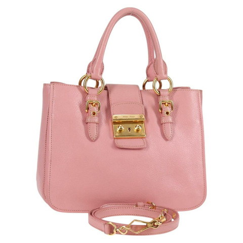 Miu Miu 手提包 皮革 2way 粉紅色金色 正品 130247V