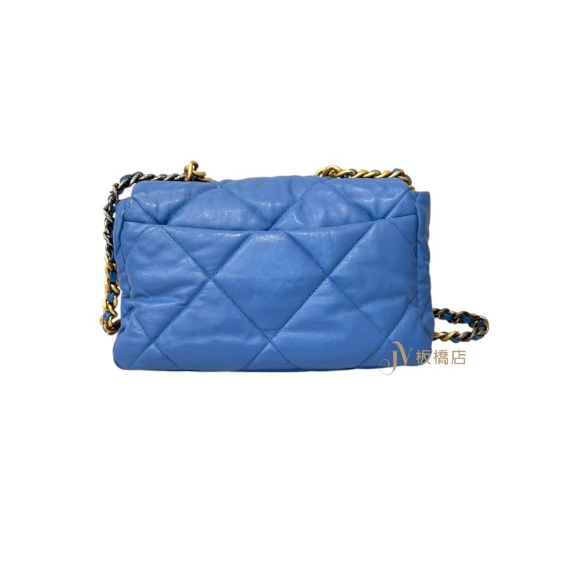 Chanel天空藍金釦19包30cm/AS1161-4