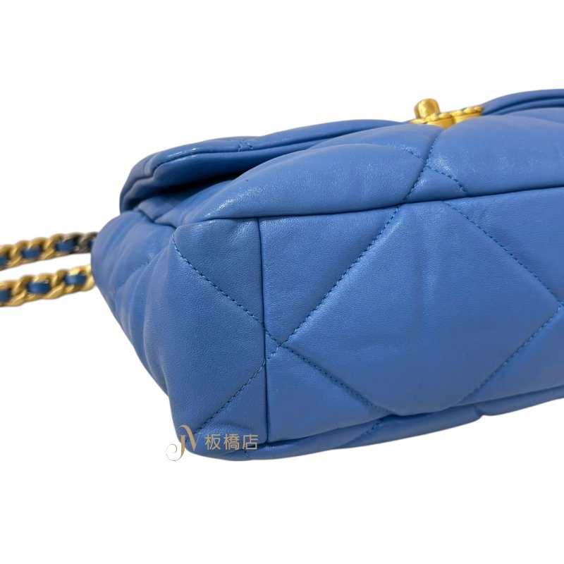 Chanel天空藍金釦19包30cm/AS1161-6