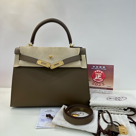 Hermes kelly 28 6T Toundra苔原色金扣 Madame皮 Z刻 全套有購證