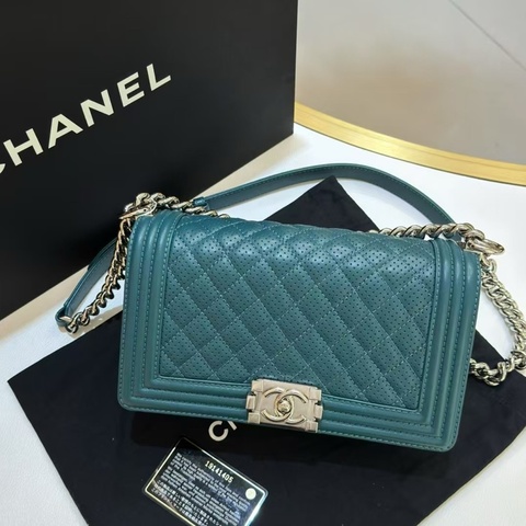 Chanel香奈兒leboy中號松石綠銀 肩背包