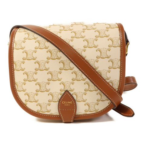 CELINE 塗層帆布Medium Folco In Triomphe金扣肩背袋