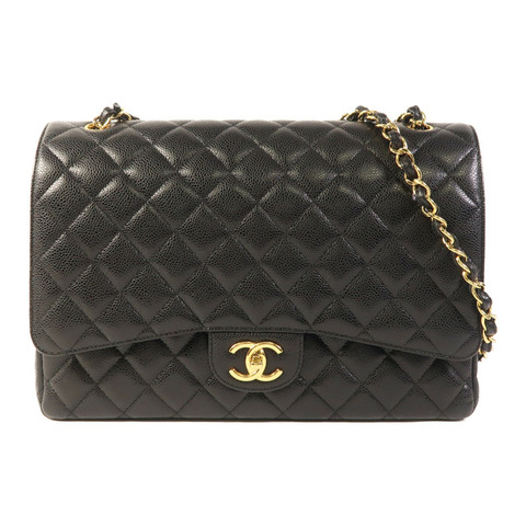 CHANEL 牛皮皮革Maxi Classic金扣鏈帶肩背袋