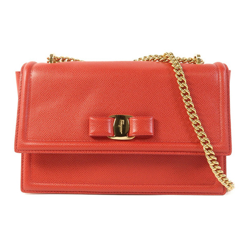 Salvatore Ferragamo 牛皮皮革Shoulder Bag金扣鏈帶肩背袋