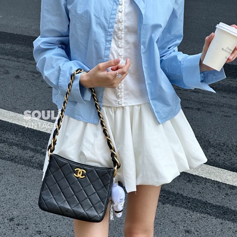 chanel 香奈兒 24s hobo 黑色 尺寸23*20 芯片款-1