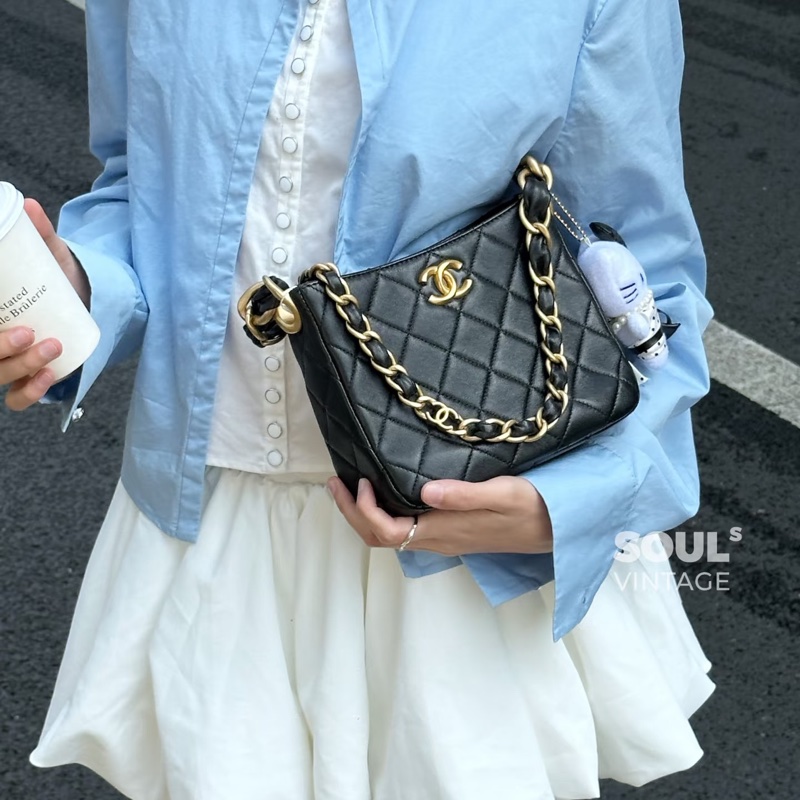 chanel 香奈兒 24s hobo 黑色 尺寸23*20 芯片款-2
