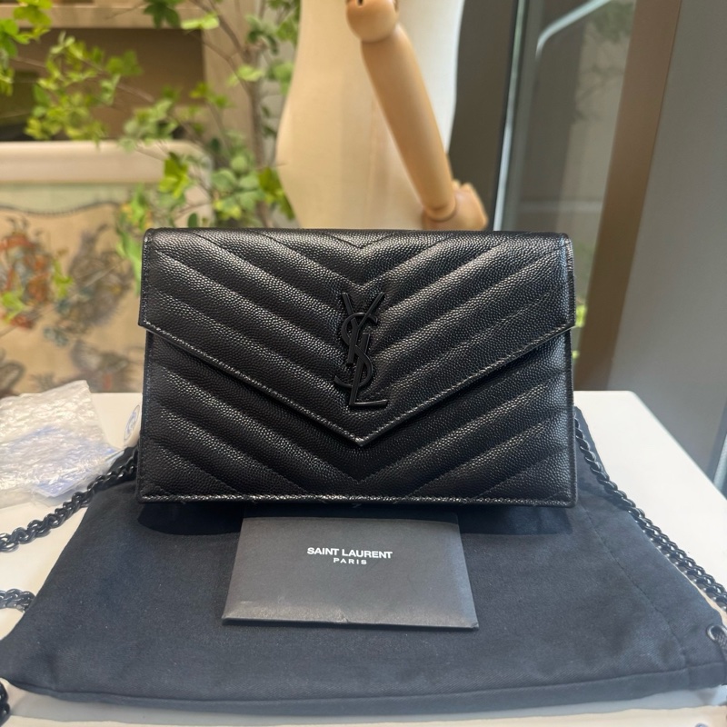 YSL 聖羅蘭 soblack WOC單肩斜挎鏈條信封 尺寸約19x12-0