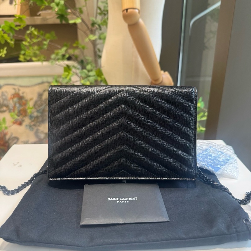 YSL 聖羅蘭 soblack WOC單肩斜挎鏈條信封 尺寸約19x12-1