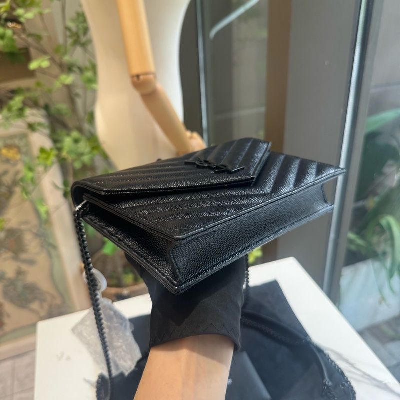YSL 聖羅蘭 soblack WOC單肩斜挎鏈條信封 尺寸約19x12-4