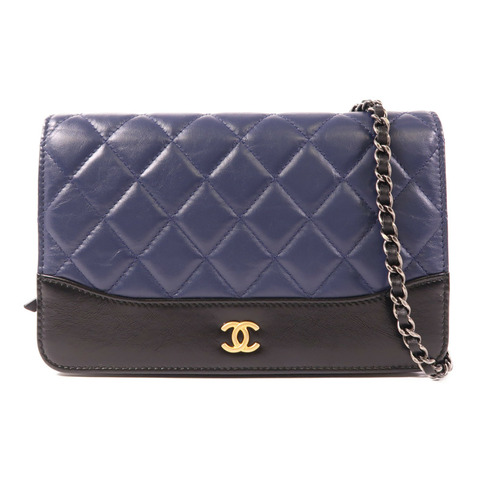 CHANEL 羊皮皮革Gabrielle Woc銀扣鏈帶肩背袋