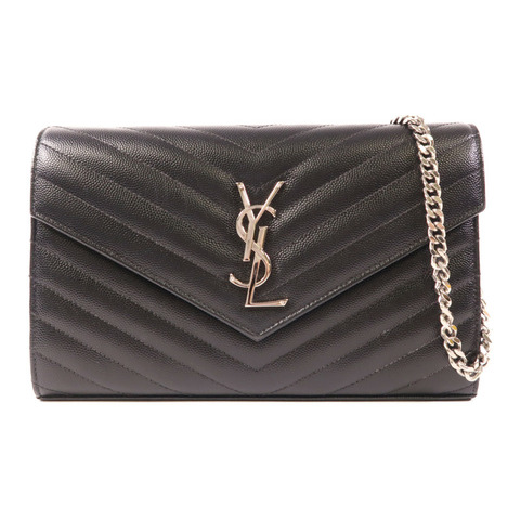 SAINT LAURENT 牛皮皮革Chain Shoulder銀扣鏈帶肩背袋