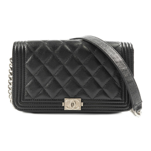 CHANEL 牛皮皮革Shoulder Bag銀扣肩背袋
