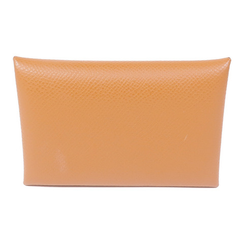 HERMES Epsom皮革Calvi Duo銀扣零錢包Gold