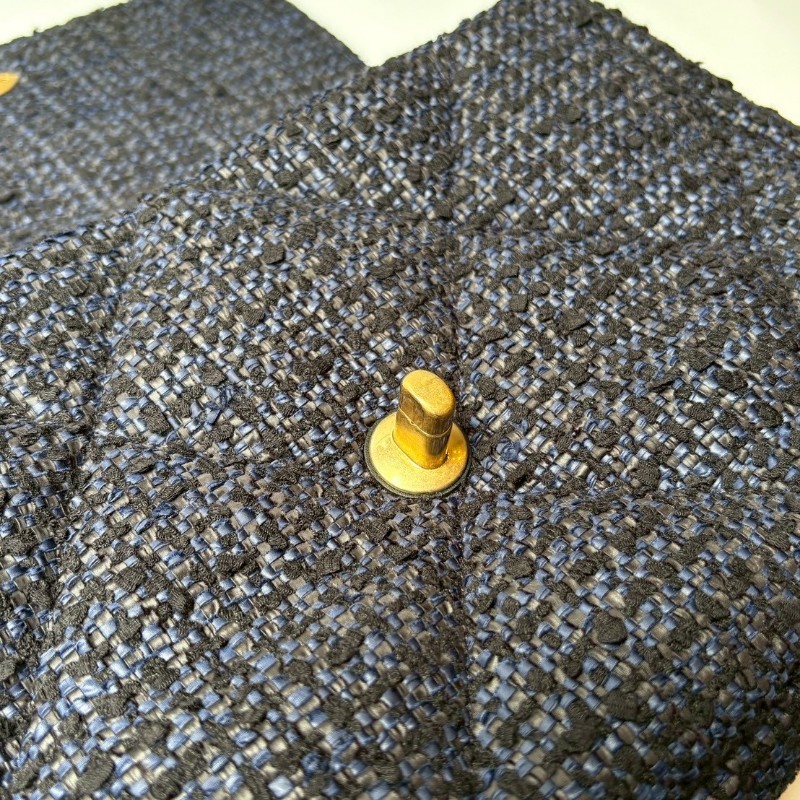 Chanel 鍊帶深藍黑軟呢布19包 30-6