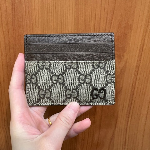 Gucci PVC拼咖牛皮Supreme 6卡卡夾