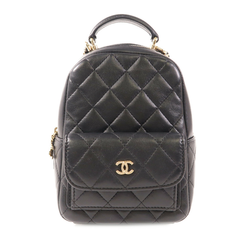 CHANEL 羊皮皮革Mini Backpack金扣背包-0