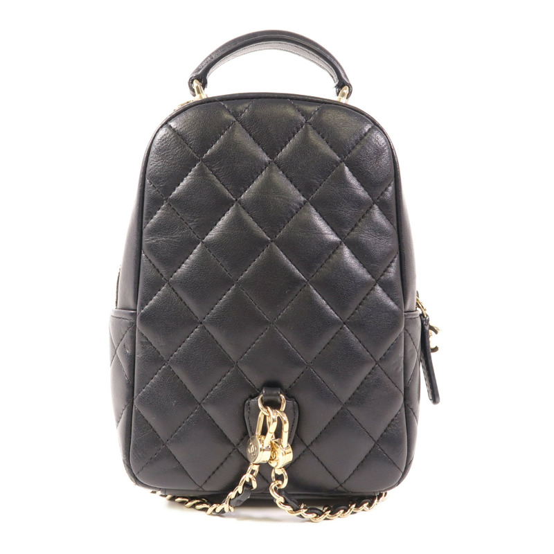 CHANEL 羊皮皮革Mini Backpack金扣背包-1