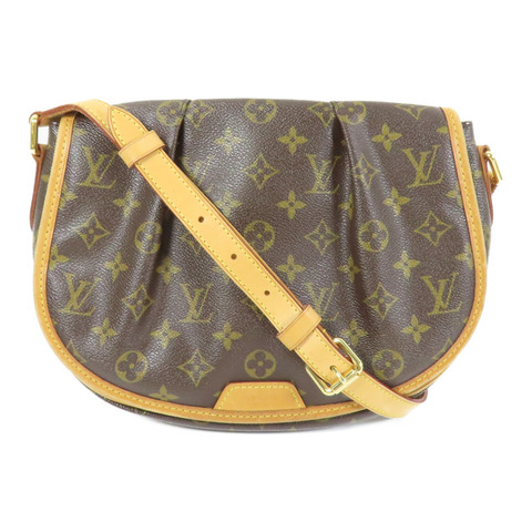 LOUIS VUITTON Monogram Menilmontant金扣肩背袋棕色