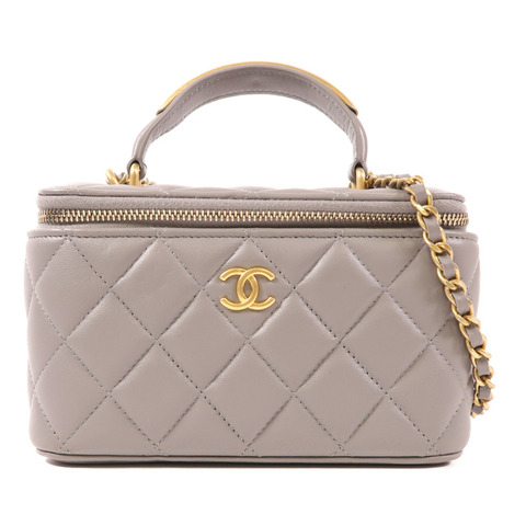 CHANEL 羊皮皮革Vanity Case金扣手挽肩背兩用袋