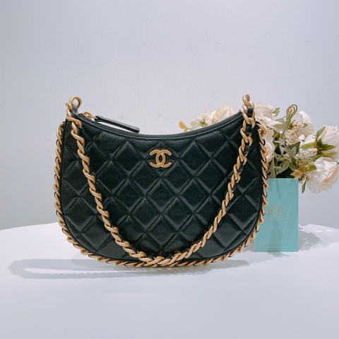 TW4341 CHANEL 香奈兒小號經典菱格紋腋下包包COCO MARK SMALL HOBO BAG LAMBSKIN