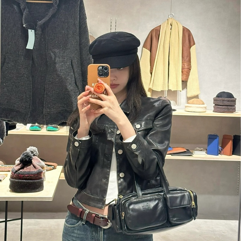 「JL精品代購」97新 Miu miu 羊皮 Nappa 黑手提/肩背包-2