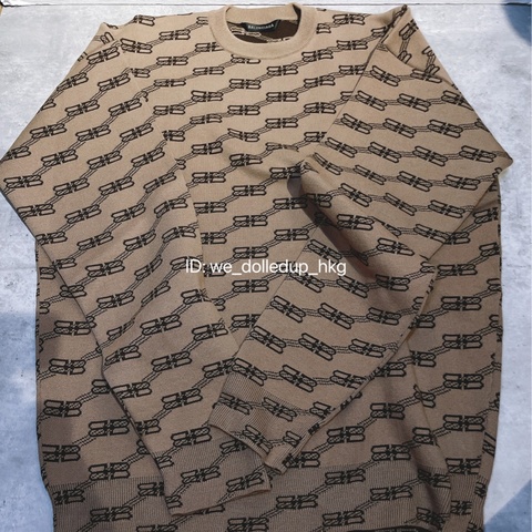 BALENCIAGA 啡色 BB logo 針織毛衣 XS