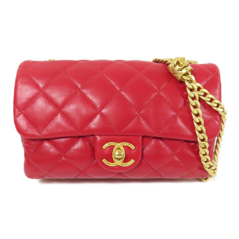 CHANEL 羊皮皮革Chain Shoulder金扣鏈帶肩背袋