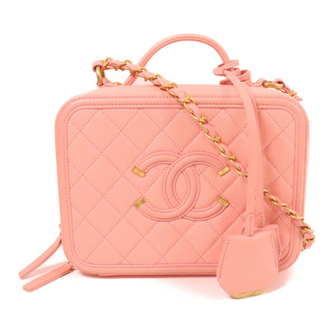 CHANEL 牛皮皮革Vanity Case金扣手挽肩背兩用袋