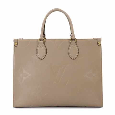 路易威登 LOUIS VUITTON Monogram Empreinte On the Go MM 2way 手提包 肩背包 Tourterelle M45607 RFID Onthego