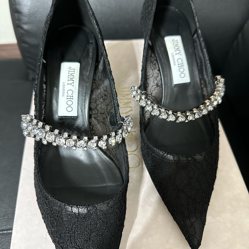 完美婚鞋Jimmy Choo 黑白鑽款 38半-3