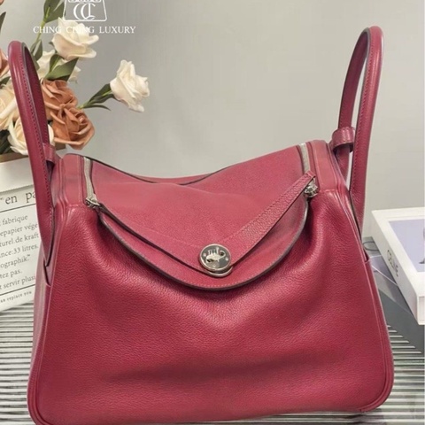 🌈Hermes❤️Lindy 30❤️紅色銀扣🌟98新🌟evercolor皮🌟