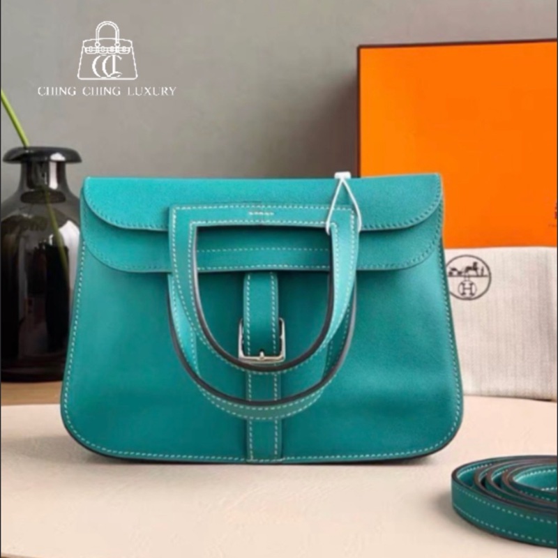 Hermes🌈Mini Halzan💚U1維羅納綠銀扣💚99新🌟Swift皮🌟-0