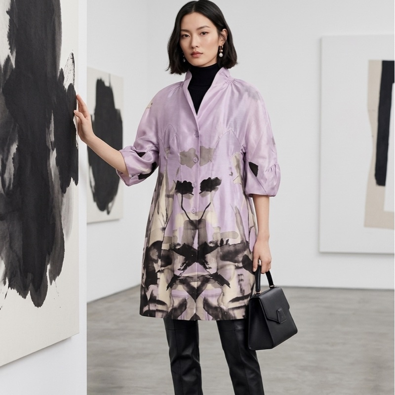 全新Shiatzy Chen夏姿正品綢緞質感粉紫色7-8分袖外套洋裝 40號 原價39800-4