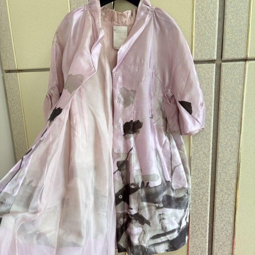 全新Shiatzy Chen夏姿正品綢緞質感粉紫色7-8分袖外套洋裝 40號 原價39800-8