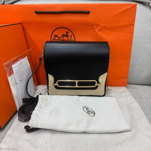 愛馬仕～Hermes roulis mini 19 豬鼻子 黑色 金扣 U刻evergrain皮