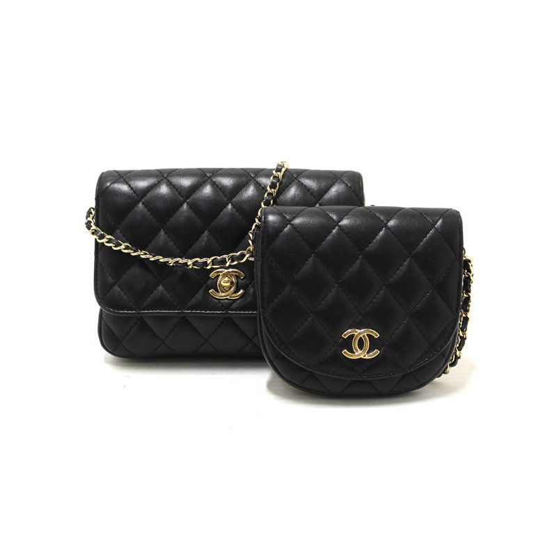 Chanel Black Quilted Calfskin Leather Double Side Pack Flap Bag-0
