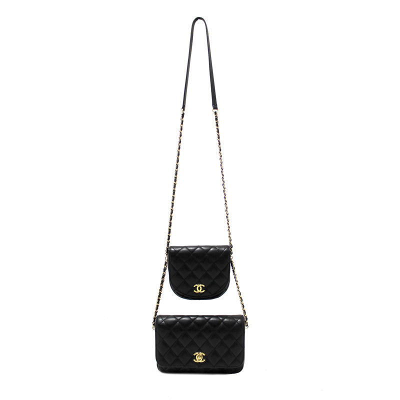 Chanel Black Quilted Calfskin Leather Double Side Pack Flap Bag-1