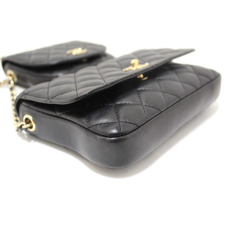 Chanel Black Quilted Calfskin Leather Double Side Pack Flap Bag-5