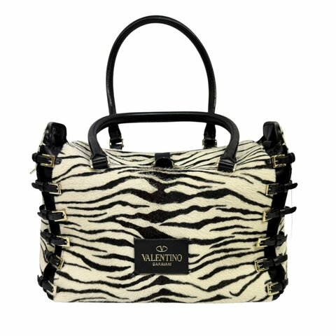 【美收精品】VALENTINO 黑白斑馬紋肩背包 3-159