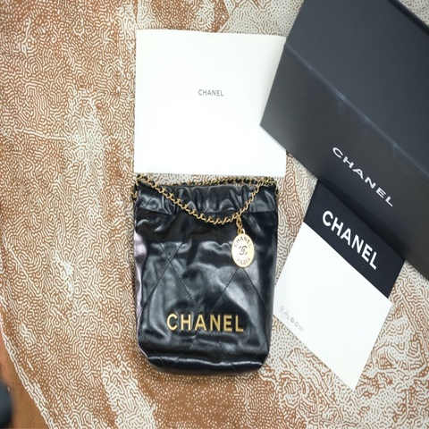 購證全配Chanel mini 22 新款可拆背帶 黑金