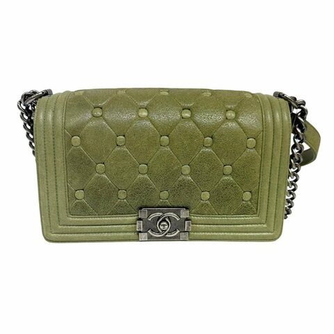 【美收精品】CHANEL 橄欖綠LEBOY肩背包 3-160