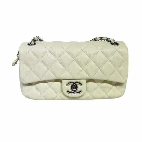 【美收精品】CHANEL 白色荔枝牛皮CF肩背包 3-178