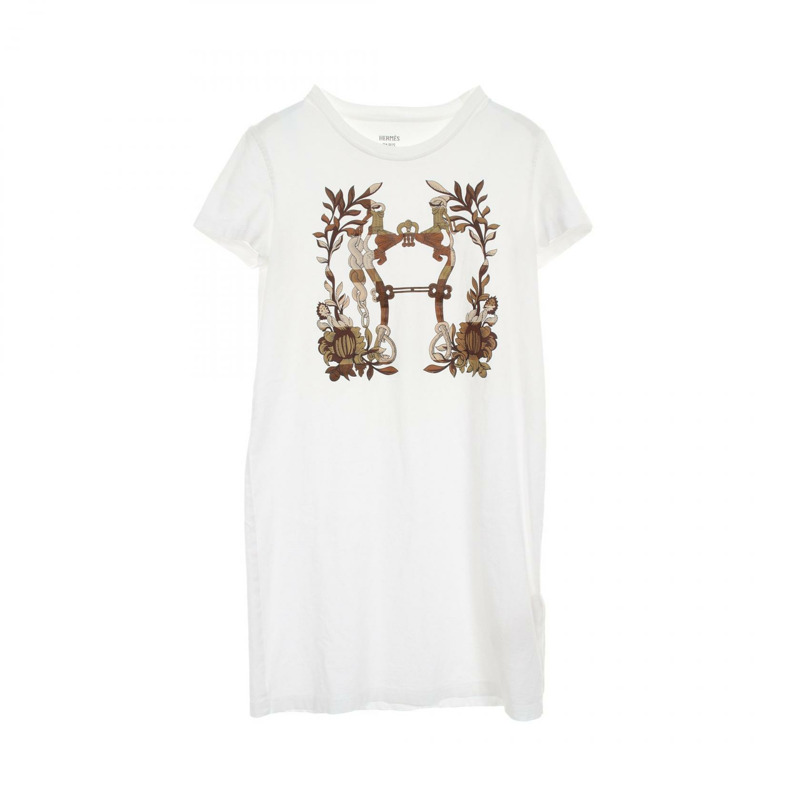 HERMES Della Cavalleria T卹洋裝 4E4530DA 棉白 #34 二手女款-0