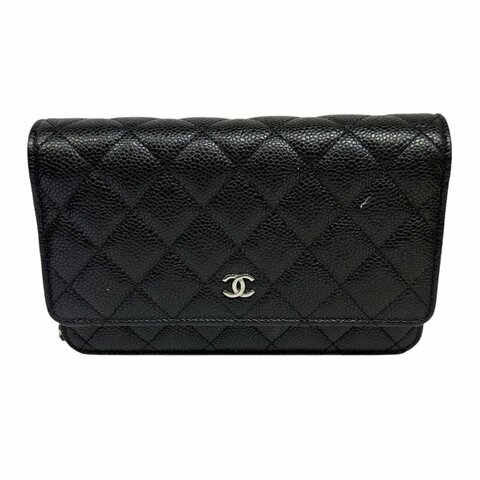 【美收精品】CHANEL 黑色荔枝牛皮WOC肩背包 3-123